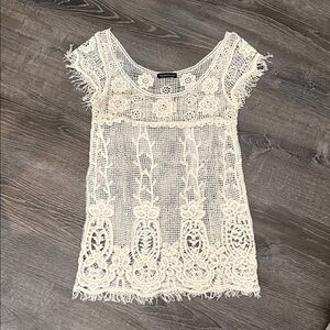 Elegant Cream Lace Swim Coverup